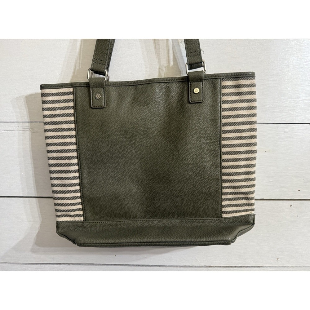 31 Thirty One Green Colorblock Tote in ooh la‎ la olive pebble NWOT Purse - Picture 4 of 5